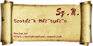 Szoták Mátyás névjegykártya