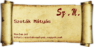 Szoták Mátyás névjegykártya